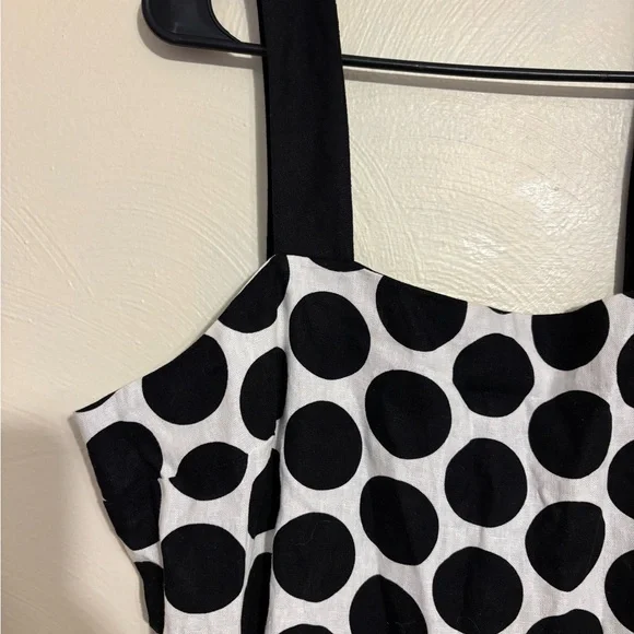 Who What Wear XL Black White Polka Dot Linen Blend Midi Dress - Picture 5 of 7